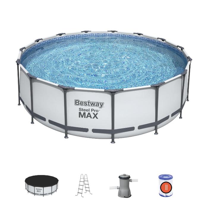 Каркасный бассейн Bestway 56438 BW, Steel Pro Max 457х122см, 16015л, фильтр-насос, лестница, тент фото 2